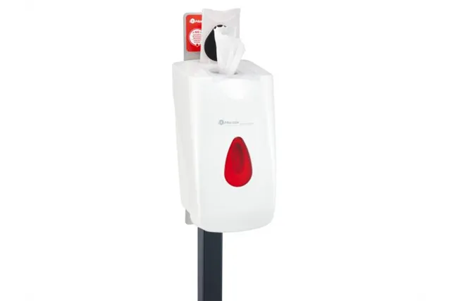 Stojak do dezynfekcji rąk i powierzchni z dozownikiem nasączonych chusteczek MERIDA TOP
 Merida ZEST002