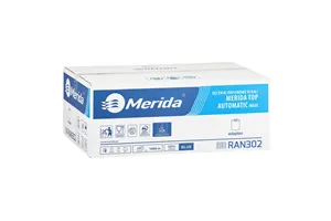 Ręczniki papierowe w roli z adaptorem MERIDA TOP AUTOMATIC MAXI niebieskie śr. 19,5cm dł. 240m dwuwarstwowe 6 rolek
 RAN302