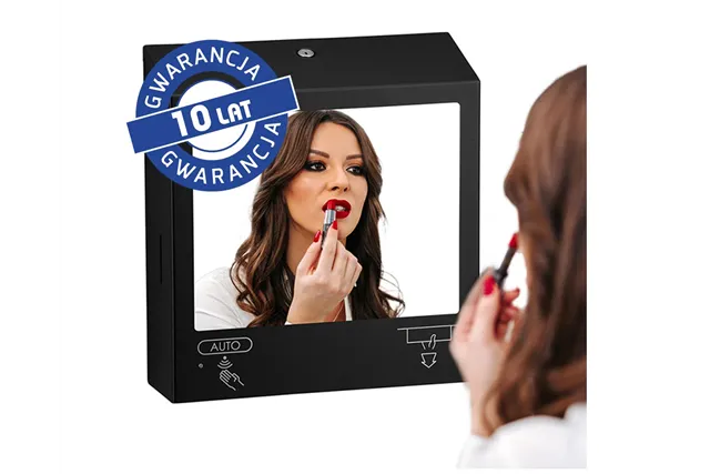 Pojemnik na ręczniki z bezdotykowym dozownikiem mydła z lustrem „3 w 1" MERIDA STELLA SLIM BLACK LINE COMBO czarny
 ASC753