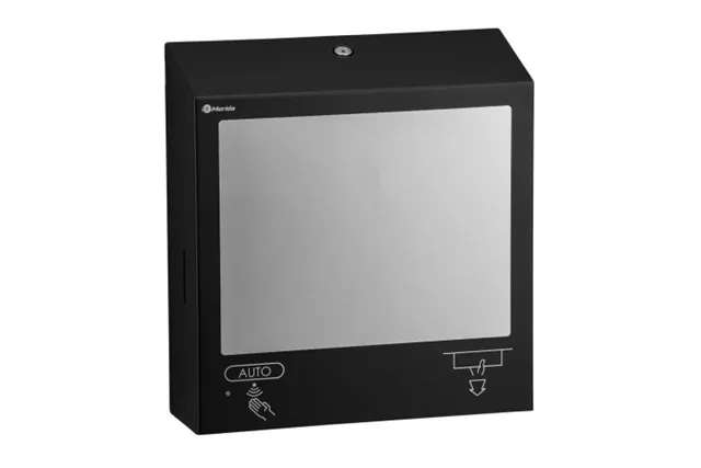 Pojemnik na ręczniki z bezdotykowym dozownikiem mydła z lustrem „3 w 1" MERIDA STELLA SLIM BLACK LINE COMBO czarny
 ASC753