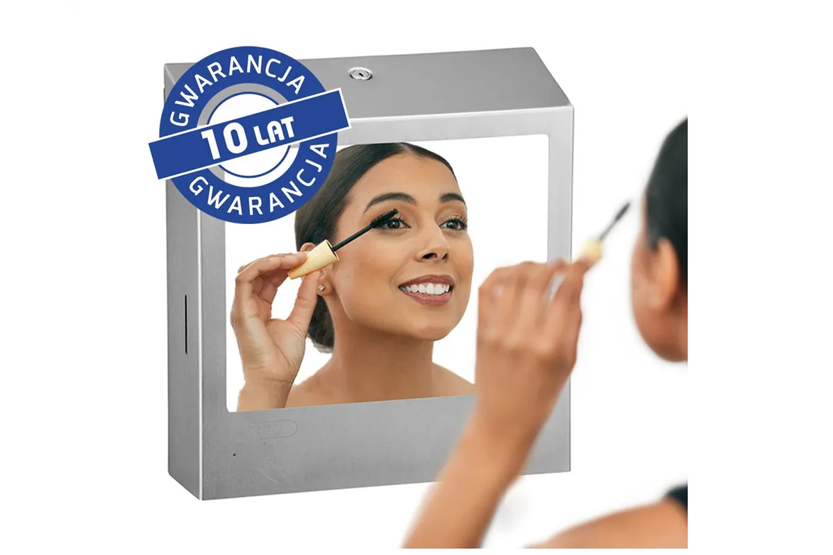 Pojemnik na ręczniki z automatycznym dozownikiem mydła w pianie i z lustrem „3w1" MERIDA STELLA SLIM COMBO stal matowa
 ASM753