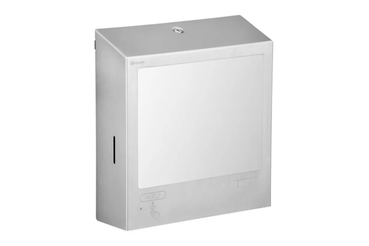 Pojemnik na ręczniki z automatycznym dozownikiem mydła w pianie i z lustrem „3w1" MERIDA STELLA SLIM COMBO stal matowa
 ASM753