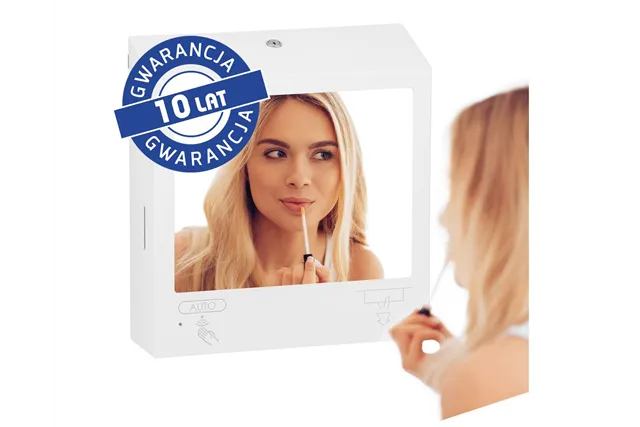 Pojemnik na ręczniki z automatycznym dozownikiem mydła z lustrem „3w1" MERIDA STELLA SLIM WHITE LINE COMBO biały
 ASB753