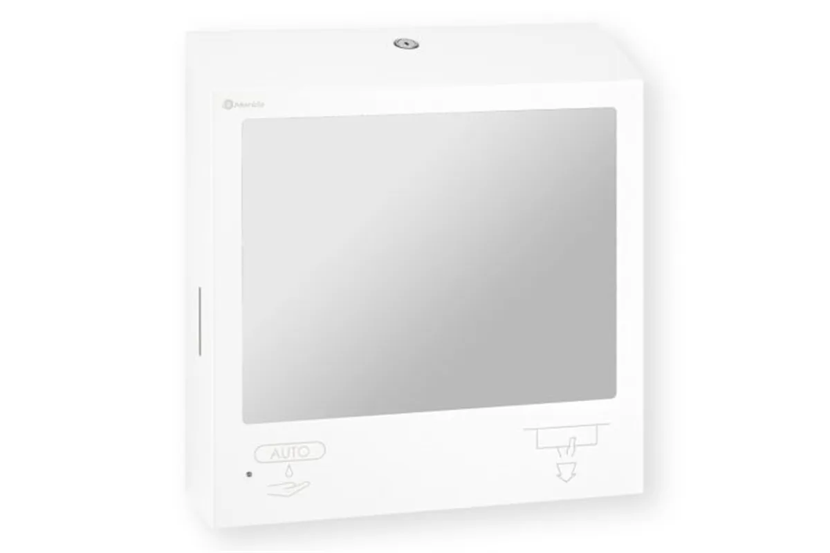 Pojemnik na ręczniki z automatycznym dozownikiem mydła z lustrem „3w1" MERIDA STELLA SLIM WHITE LINE COMBO biały
 ASB753