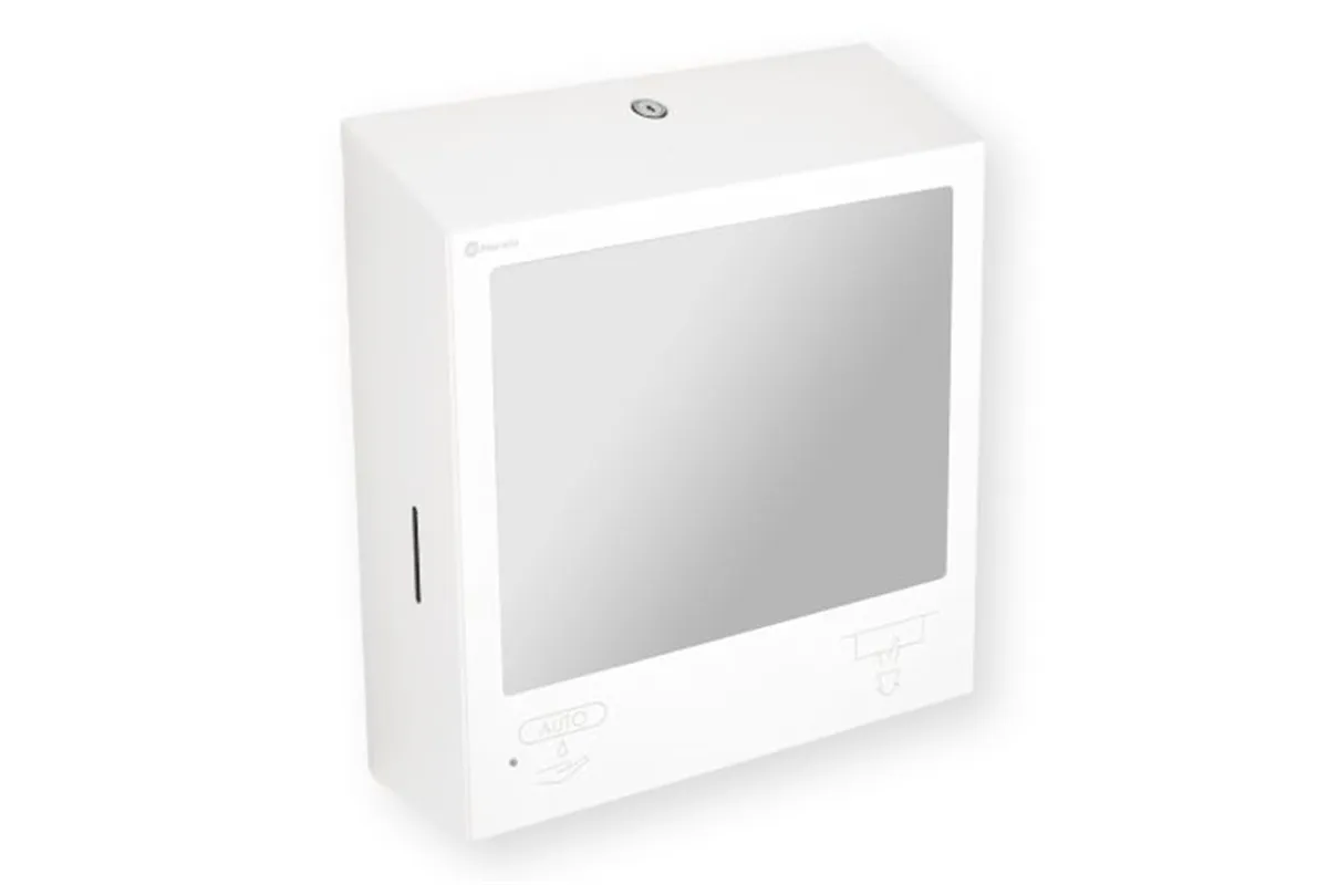 Pojemnik na ręczniki z automatycznym dozownikiem mydła z lustrem „3w1" MERIDA STELLA SLIM WHITE LINE COMBO biały
 ASB753