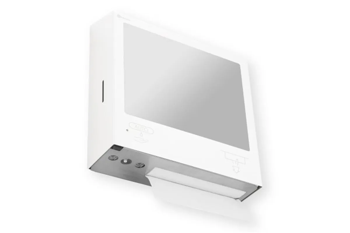 Pojemnik na ręczniki z automatycznym dozownikiem mydła z lustrem „3w1" MERIDA STELLA SLIM WHITE LINE COMBO biały
 ASB753