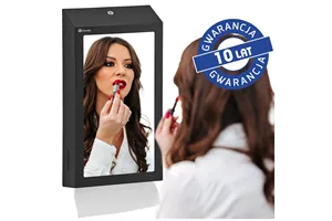 Pojemnik na ręczniki składane z lustrem ze stali SuperMirror „2w1" MERIDA STELLA SLIM BLACK LINE MEGA COMBO, czarny
 ASC755