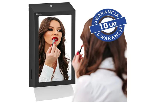 Pojemnik na ręczniki składane z lustrem ze stali SuperMirror „2w1" MERIDA STELLA SLIM BLACK LINE MEGA COMBO, czarny
 ASC755