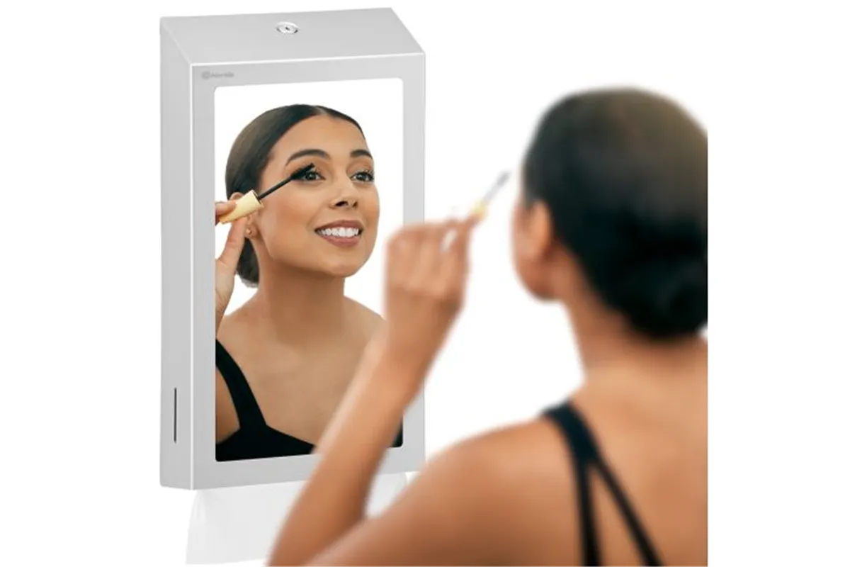 Pojemnik na ręczniki składane z lustrem ze stali SuperMirror „2w1" MERIDA STELLA SLIM MEGA COMBO, stal matowa
 Merida ASM755