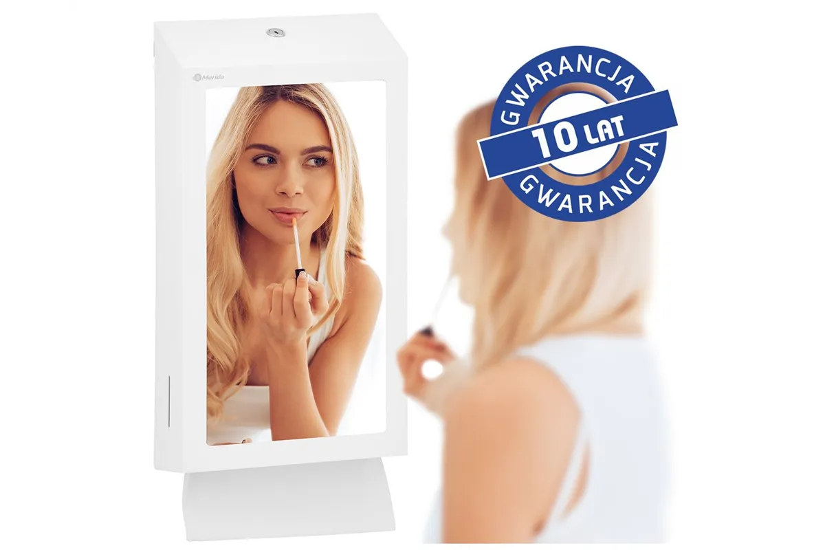 Pojemnik na ręczniki składane z lustrem ze stali SuperMirror „2w1" MERIDA STELLA SLIM WHITE LINE MEGA COMBO, biały
 ASB755