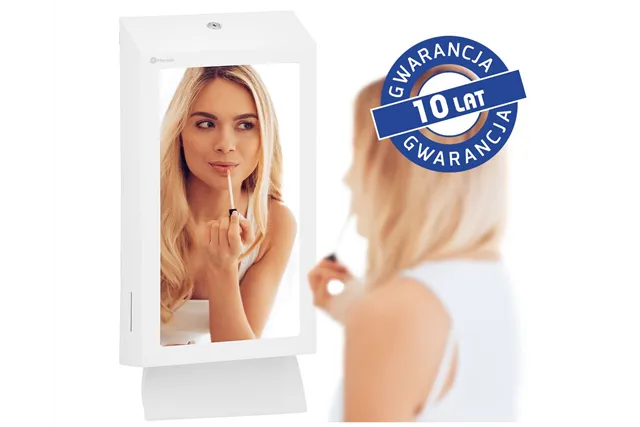 Pojemnik na ręczniki składane z lustrem ze stali SuperMirror „2w1" MERIDA STELLA SLIM WHITE LINE MEGA COMBO, biały
 ASB755