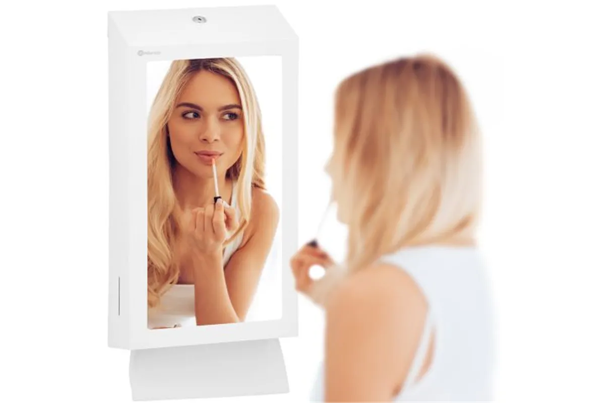 Pojemnik na ręczniki składane z lustrem ze stali SuperMirror „2w1" MERIDA STELLA SLIM WHITE LINE MEGA COMBO, biały
 ASB755