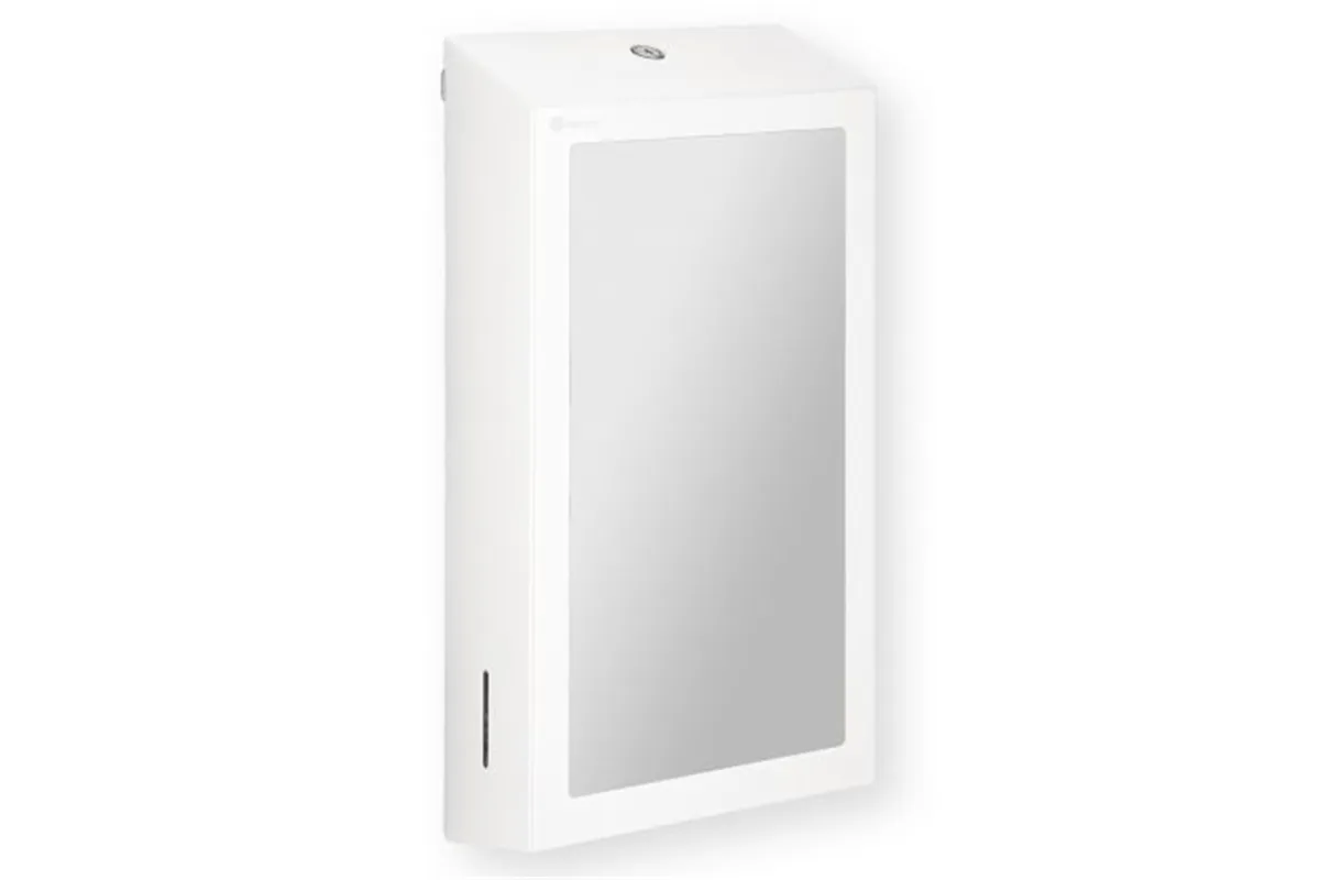 Pojemnik na ręczniki składane z lustrem ze stali SuperMirror „2w1" MERIDA STELLA SLIM WHITE LINE MEGA COMBO, biały
 ASB755