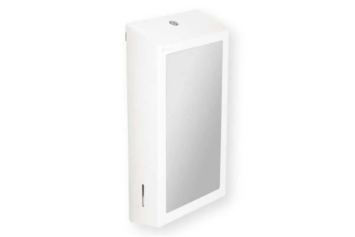 Pojemnik na ręczniki składane z lustrem ze stali SuperMirror „2w1" MERIDA STELLA SLIM WHITE LINE MEGA COMBO, biały
 ASB755