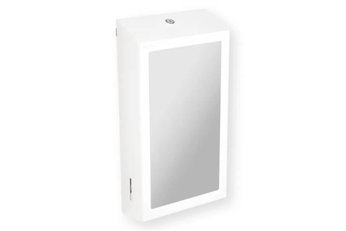 Pojemnik na ręczniki składane z lustrem ze stali SuperMirror „2w1" MERIDA STELLA SLIM WHITE LINE MEGA COMBO, biały
 ASB755