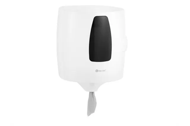 Pojemnik na ręczniki w rolach w systemie listkowym MERIDA ONE CENTER PULL, tworzywo ABS, biały
 Merida CEB701