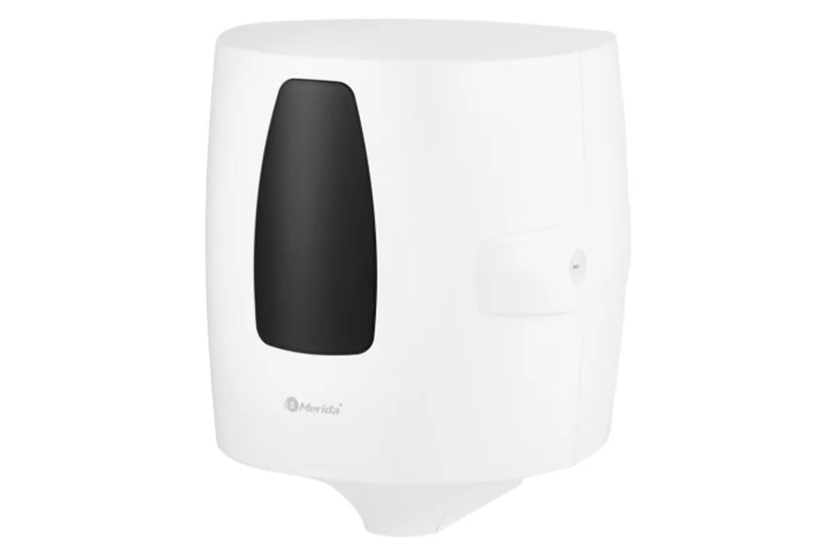 Pojemnik na ręczniki w rolach w systemie listkowym MERIDA ONE CENTER PULL, tworzywo ABS, biały
 Merida CEB701