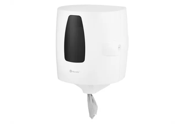 Pojemnik na ręczniki w rolach w systemie listkowym MERIDA ONE CENTER PULL, tworzywo ABS, biały
 Merida CEB701