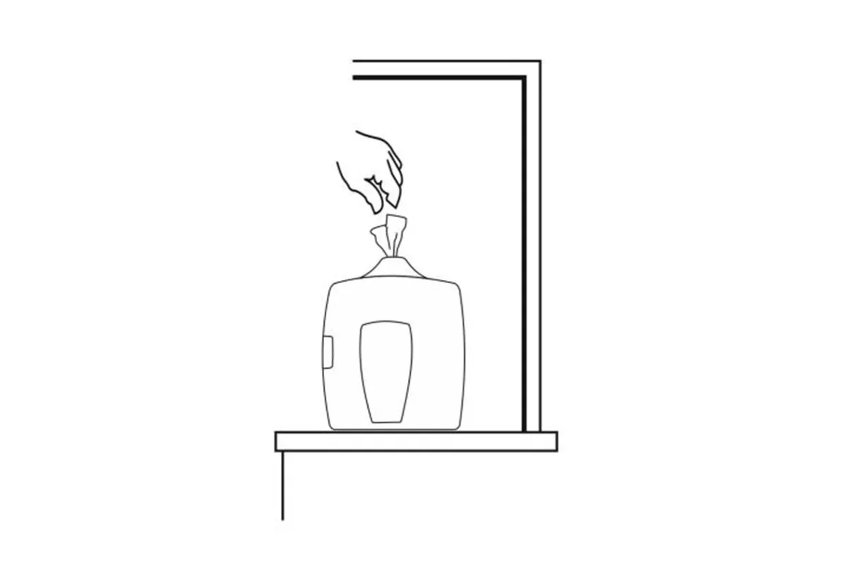 Pojemnik na ręczniki w rolach w systemie listkowym MERIDA ONE CENTER PULL, tworzywo ABS, biały
 Merida CEB701