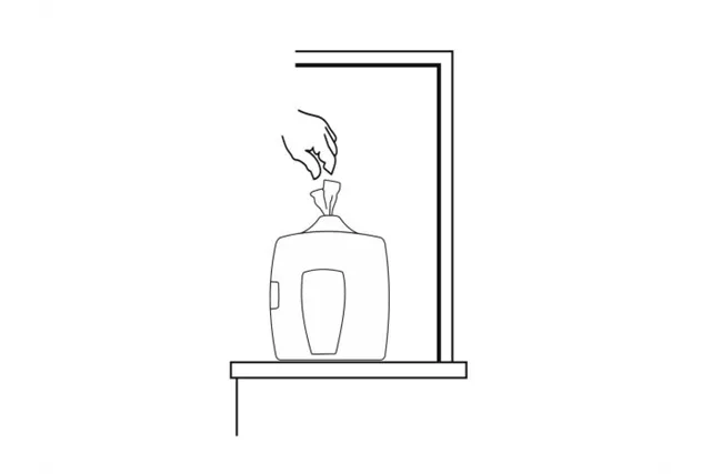 Pojemnik na ręczniki w rolach w systemie listkowym MERIDA ONE CENTER PULL, tworzywo ABS, biały
 Merida CEB701