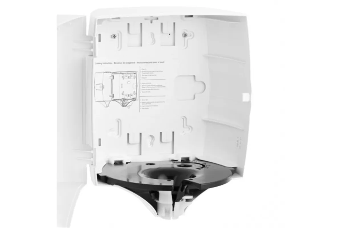 Pojemnik na ręczniki w rolach w systemie listkowym MERIDA ONE CENTER PULL, tworzywo ABS, biały
 Merida CEB701