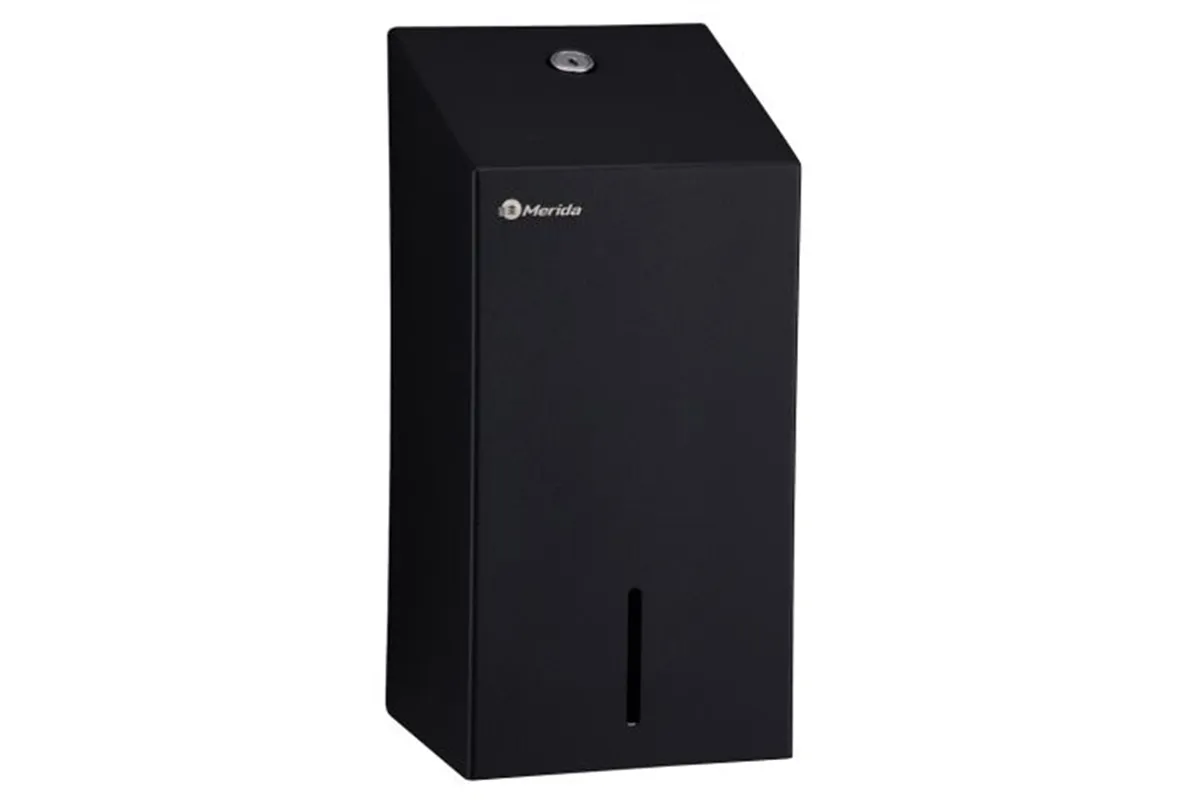 Pojemnik na papier toaletowy w listkach MERIDA STELLA BLACK LINE, pojemność do 450 szt., czarny
 Merida BSC401