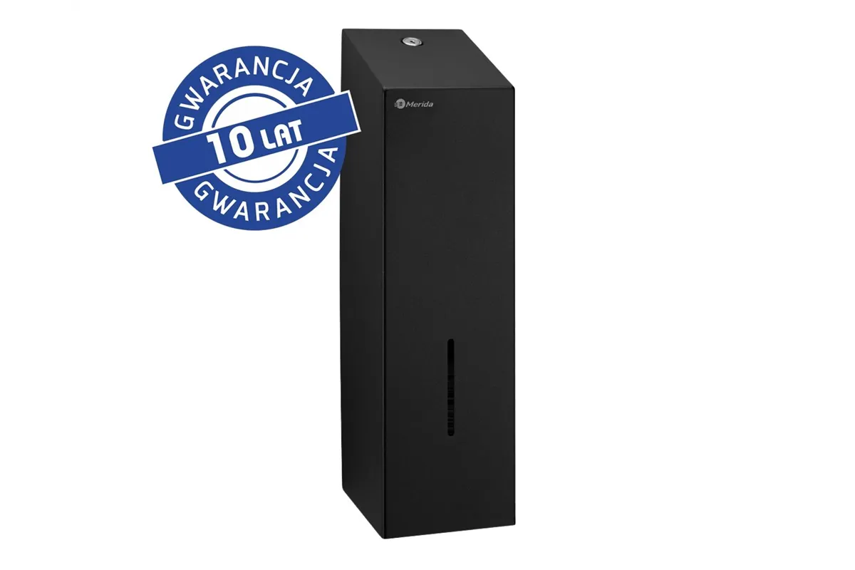 Pojemnik na papier toaletowy w listkach MERIDA STELLA BLACK LINE, pojemność do 675 szt., czarny
 Merida BSC402