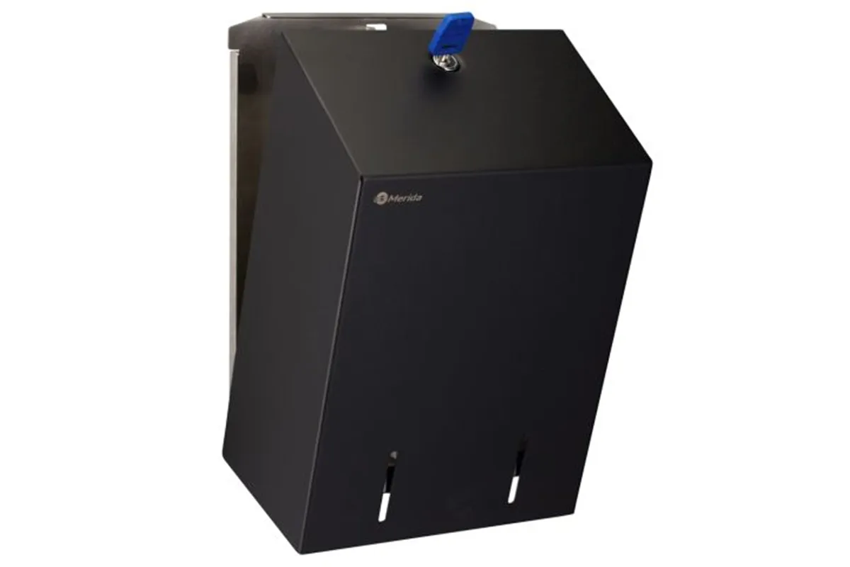 Pojemnik na papier toaletowy w listkach MERIDA STELLA BLACK LINE, pojemność do 900 szt., czarny
 Merida BSC403