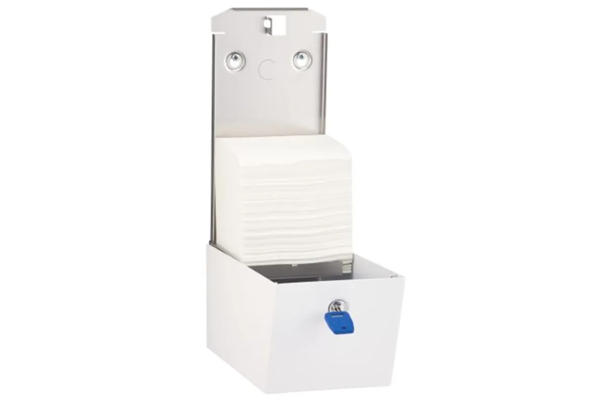 Pojemnik na papier toaletowy w listkach MERIDA STELLA WHITE LINE , pojemność do 450 szt., biały
 Merida BSB401