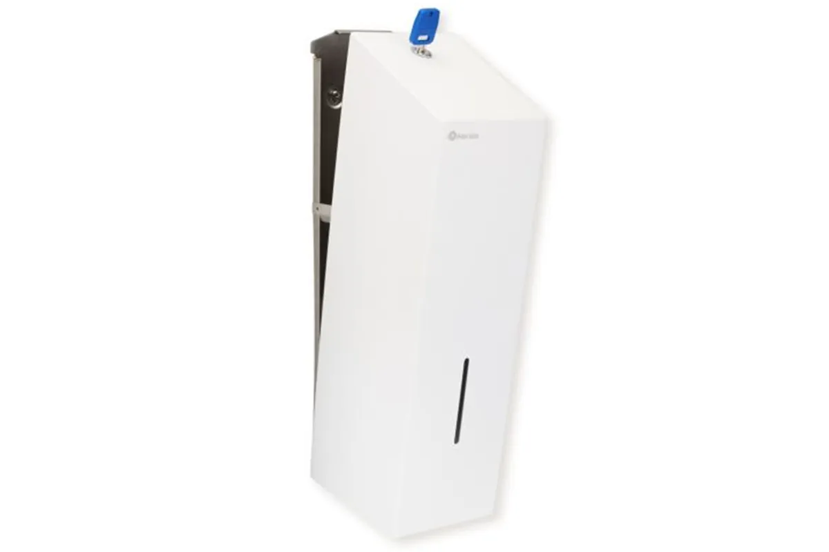 Pojemnik na papier toaletowy w listkach MERIDA STELLA WHITE LINE, pojemność do 675 szt., biały
 Merida BSB402