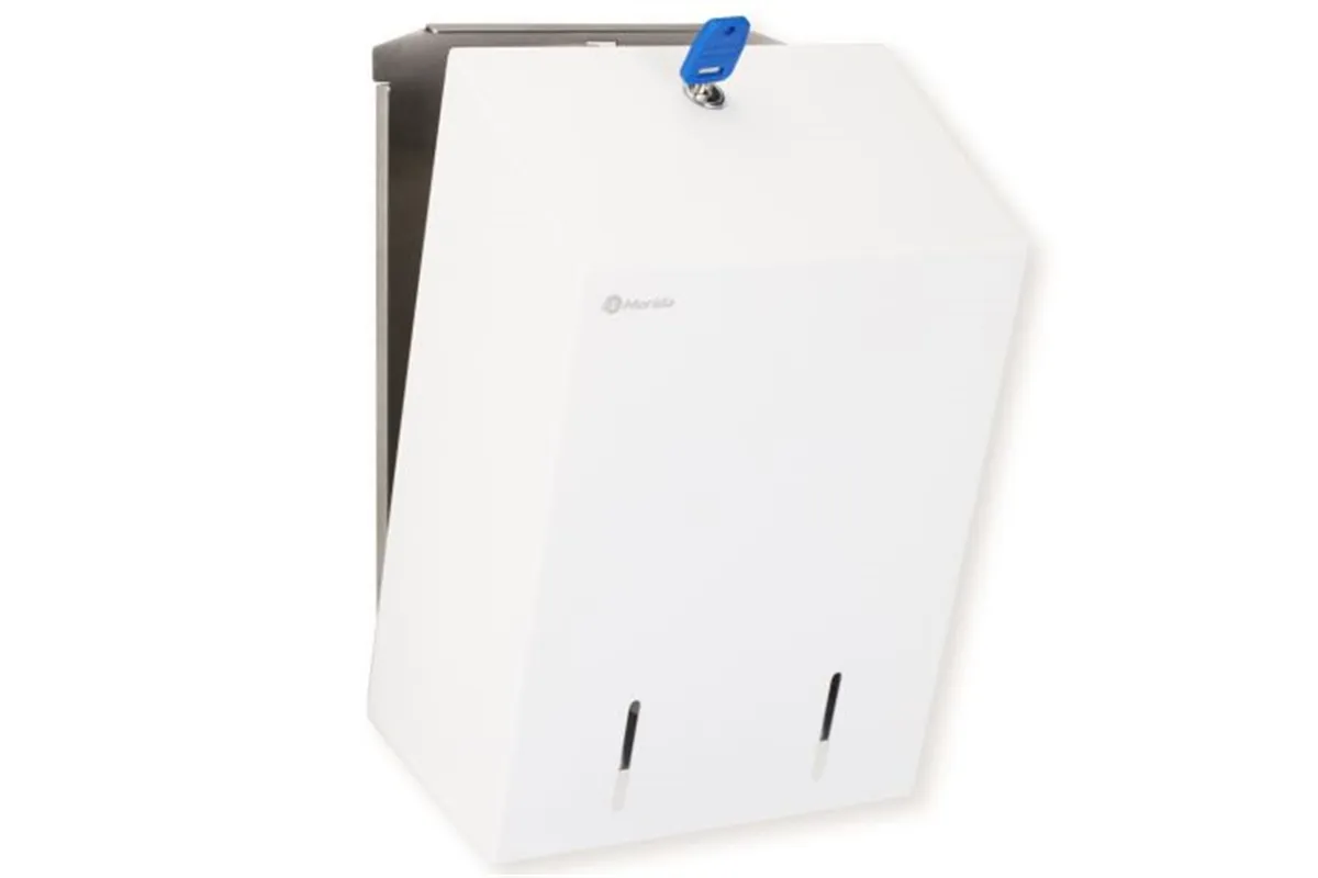 Pojemnik na papier toaletowy w listkach MERIDA STELLA WHITE LINE, pojemność do 900 szt., biały
 Merida BSB403