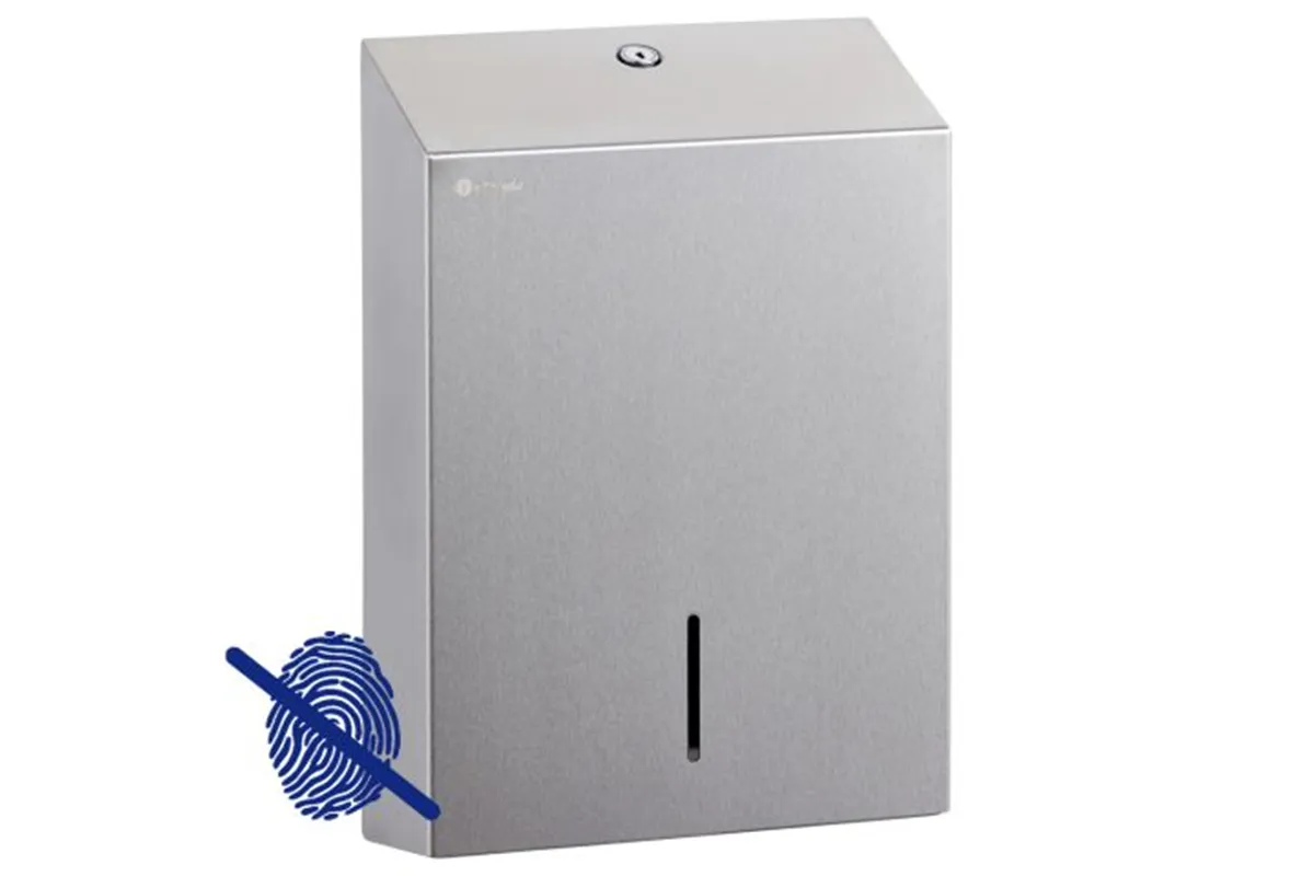 Pojemnik na ręczniki papierowe MERIDA STELLA SLIM Anti-FingerPrint MAXI, stal matowa z powłoką AFP
 Merida ASM176