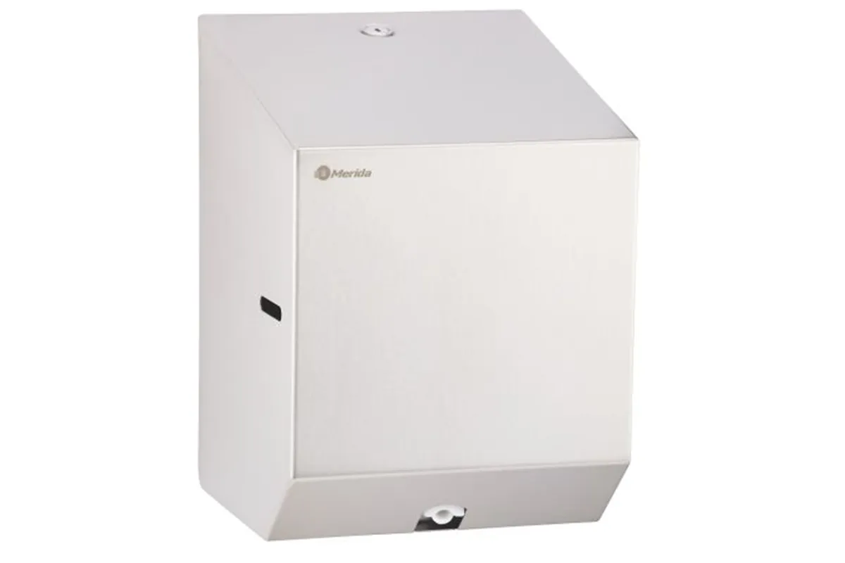 Pojemnik na ręczniki papierowe w rolach lub papier toaletowy w systemie listkowym MERIDA STELLA MINI, stal matowa
 CSM202