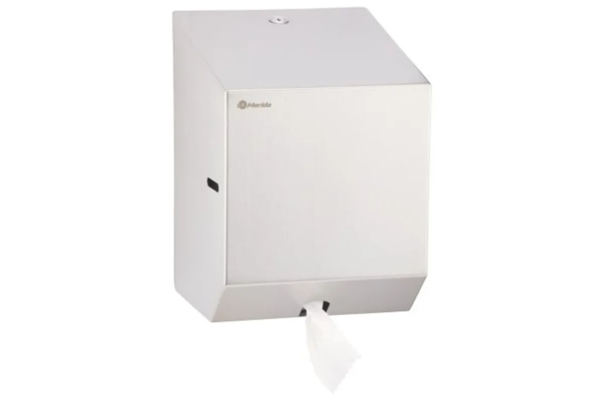 Pojemnik na ręczniki papierowe w rolach lub papier toaletowy w systemie listkowym MERIDA STELLA MINI, stal matowa
 CSM202