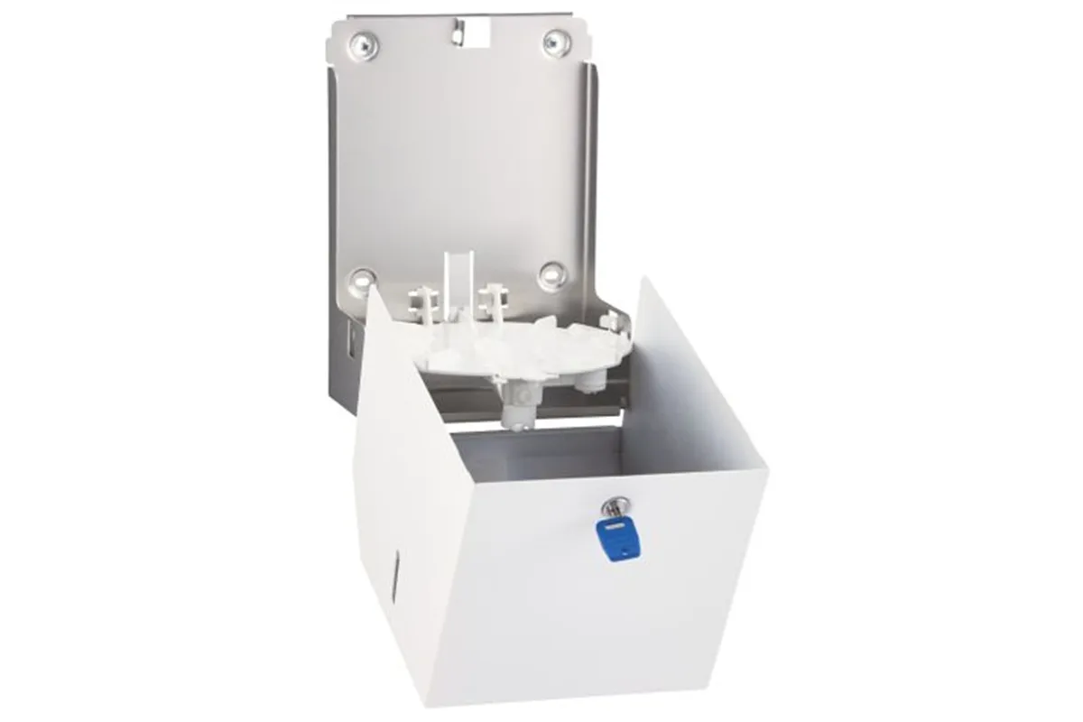 Pojemnik na ręczniki papierowe w rolach lub papier toaletowy w systemie listkowym MERIDA STELLA WHITE LINE MINI, biały
 CSB202