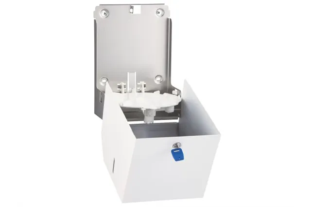 Pojemnik na ręczniki papierowe w rolach lub papier toaletowy w systemie listkowym MERIDA STELLA WHITE LINE MINI, biały
 CSB202