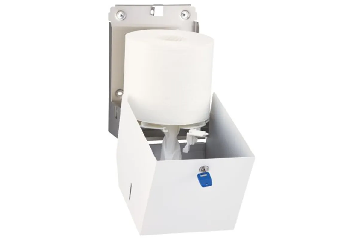 Pojemnik na ręczniki papierowe w rolach lub papier toaletowy w systemie listkowym MERIDA STELLA WHITE LINE MINI, biały
 CSB202