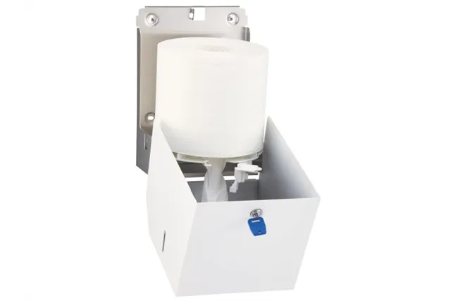 Pojemnik na ręczniki papierowe w rolach lub papier toaletowy w systemie listkowym MERIDA STELLA WHITE LINE MINI, biały
 CSB202