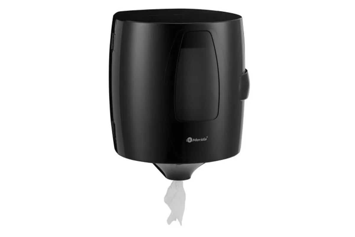 Pojemnik na ręczniki papierowe w roli w systemie listkowym MERIDA ONE CENTER PULL, tworzywo ABS, czarny
 Merida CEC701