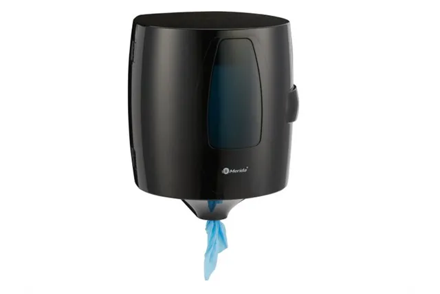 Pojemnik na ręczniki papierowe w roli w systemie listkowym MERIDA ONE CENTER PULL, tworzywo ABS, czarny
 Merida CEC701