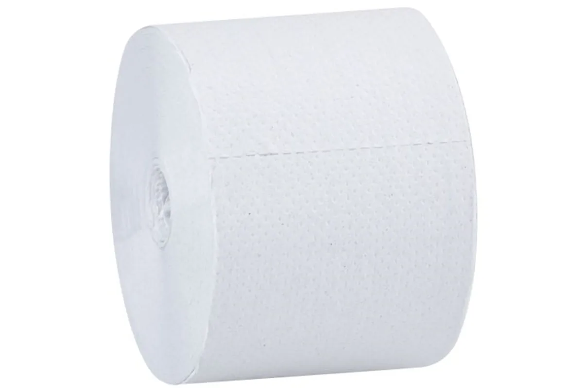 Papier toaletowy bez gilzy MERIDA OPTIMUM, biały, średnica 12 cm, długość 85 m, dwuwarstwowy, karton 18 szt., ECOLABEL
 POB301