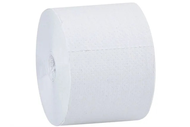 Papier toaletowy bez gilzy MERIDA OPTIMUM, biały, średnica 12 cm, długość 85 m, dwuwarstwowy, karton 18 szt., ECOLABEL
 POB301