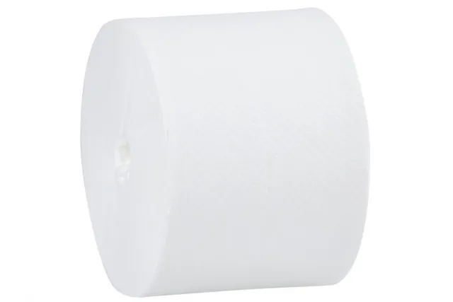 Papier toaletowy bez gilzy MERIDA TOP, biały, średnica 12 cm, długość 85 m, dwuwarstwowy, karton 18 szt, ECOLABEL
 PTB301