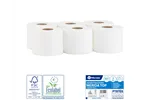 Papier toaletowy MERIDA TOP CENTER PULL, biały, średnica 17 cm, długość 120 m, dwuwarstwowy, zgrzewka 6 szt., ECOLABEL
 PTB703