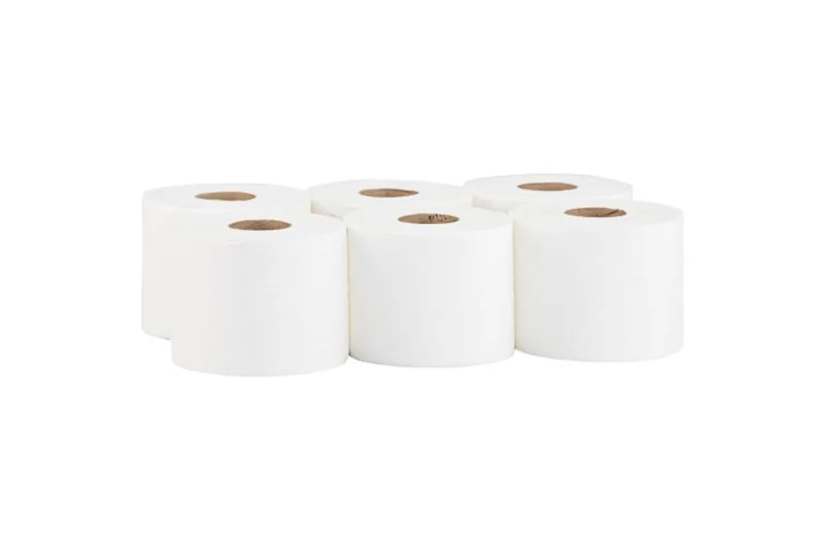 Papier toaletowy MERIDA TOP CENTER PULL, biały, średnica 17 cm, długość 120 m, dwuwarstwowy, zgrzewka 6 szt., ECOLABEL
 PTB703