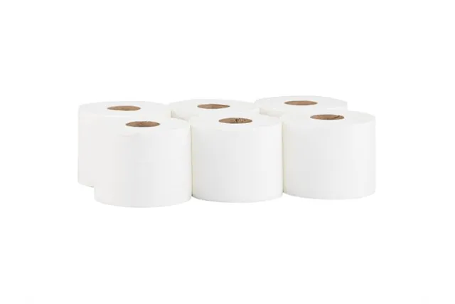 Papier toaletowy MERIDA TOP CENTER PULL, biały, średnica 17 cm, długość 120 m, dwuwarstwowy, zgrzewka 6 szt., ECOLABEL
 PTB703