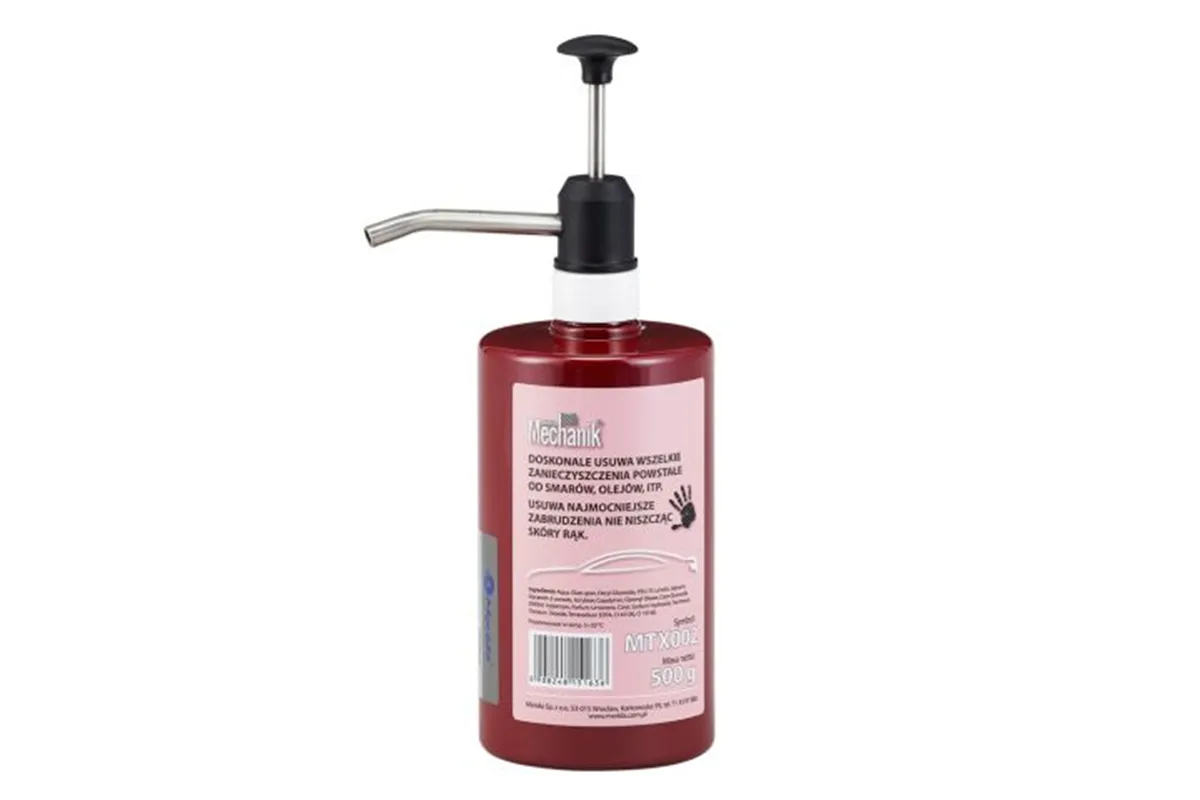 Pasta do mycia silnie zabrudzonych rąk MERIDA MECHANIK, rubinowa butelka z pompką, 500 g
 Merida MTX002