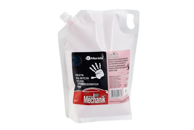 Pasta do mycia silnie zabrudzonych rąk MERIDA MECHANIK, wkład 1750 g do uzupełnienia rubinowej butelki z pompką
 Merida MTX101