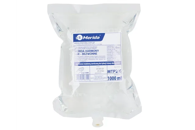 Mydło w pianie MERIDA HARMONY LUX BEZWONNE, jednorazowy wkład 1000 ml, bez zapachu
 Merida MTP216