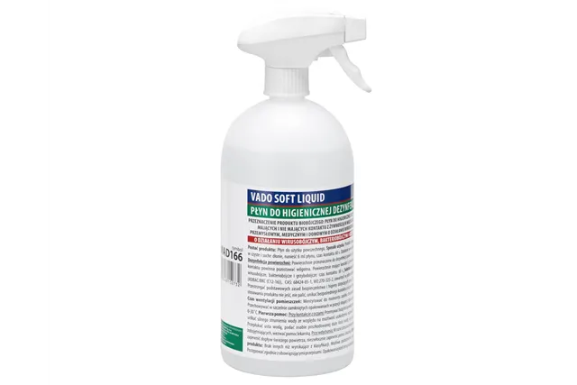 MERIDA VADO SOFT bezalkoholowy płyn do higienicznej dezynfekcji rąk i powierzchni, butelka ze spryskiwaczem 1000 ml
 MAD166